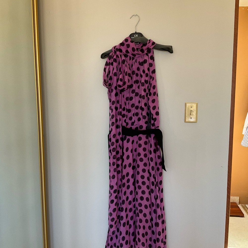 Carolina Herrera Purple Black Halter Gown